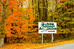 Catskill Motel sign by Liberty, Sullivan County in the Catskill Mountains, NY.  Oct. 2015.