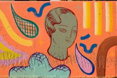 "Con Tus Tias" mural, at the Palm Springs Art Museum (Sofia Enriquez, 2018).  May 2021.